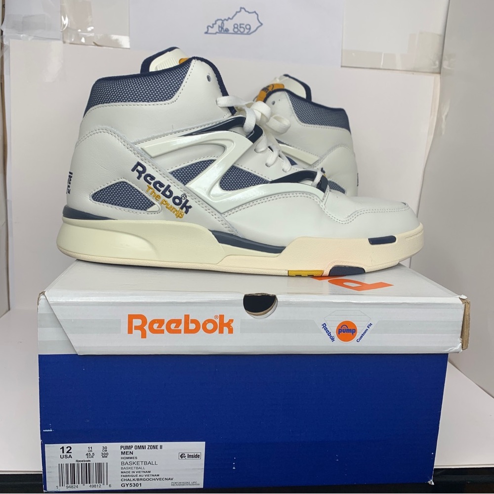 Reebok Classic Pump Omni Zone II Chalk Navy Men's Size 12